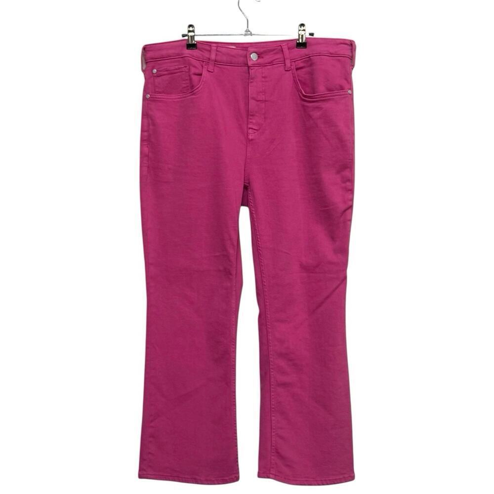 Pilcro The Yaya Cotton Blend Mid-Rise Denim Crop Flare Jeans Pink Womens Size 33 - Picture 3 of 16